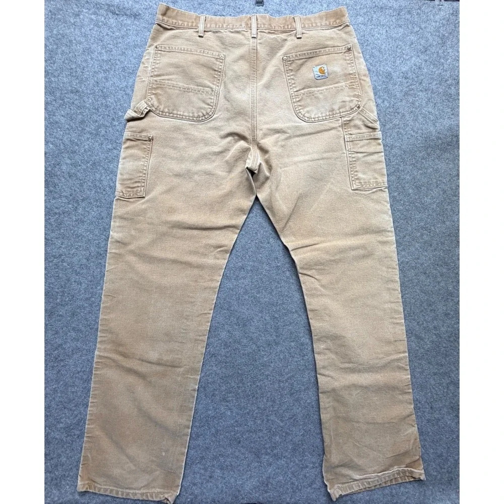 Carhartt B01 BRN Double Front Logger Dungaree Pants Brown UFCW Made in USA 38x34